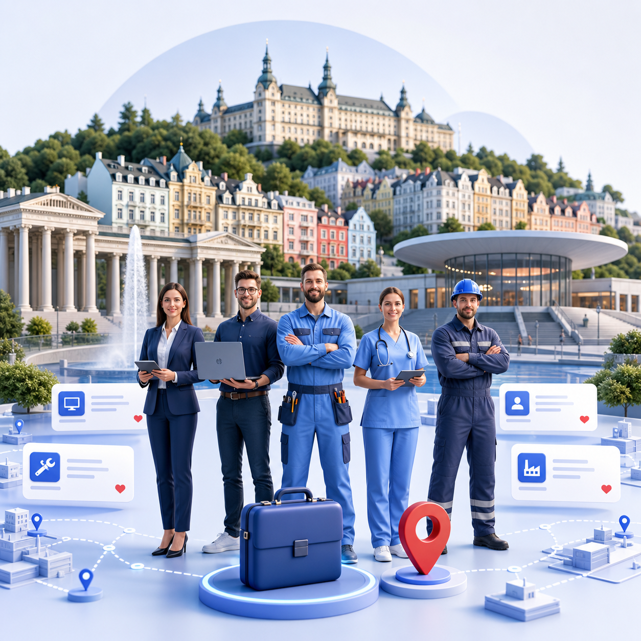 Schématický obrázek města Karlovy Vary
